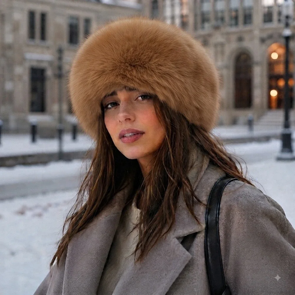 Handcrafted Alpaca Fur Cossack Hat Tan Camel Women Girls Winter Peruvian Soul